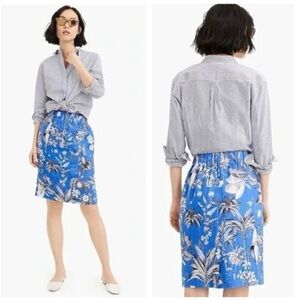 J. Crew Linen Pull-On Skirt Ratti Tropical Toile Size Large Beachy Casual